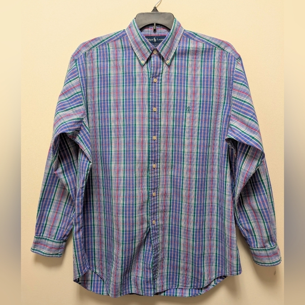 Vintage Ralph Lauren Blake Button Down Shirt Long Sleeve Plaid Mens Large L - Picture 2 of 10